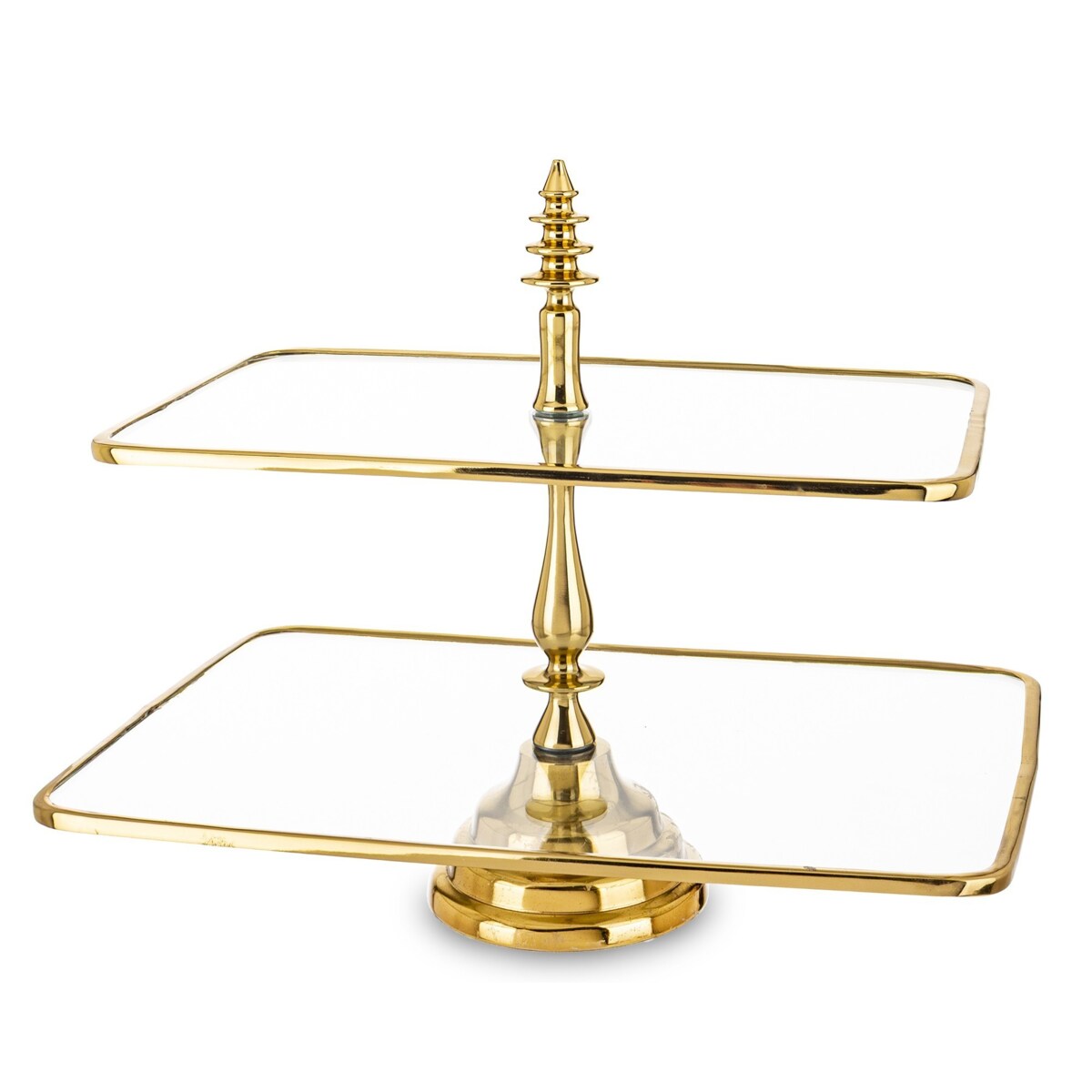 Patera dwupoziomowa szklana 39x47,5x31 cm złota ETERA