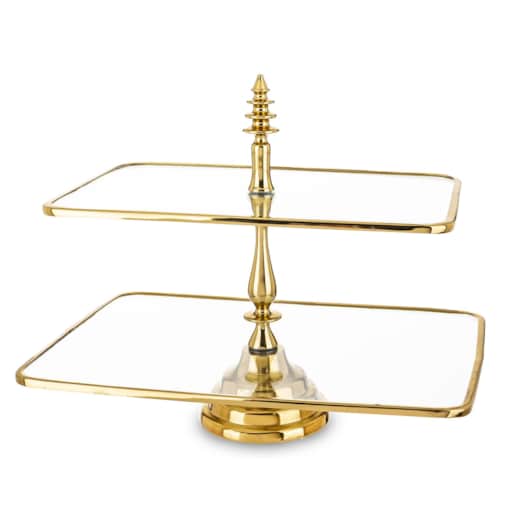 Patera dwupoziomowa szklana 39x47,5x31 cm złota ETERA
