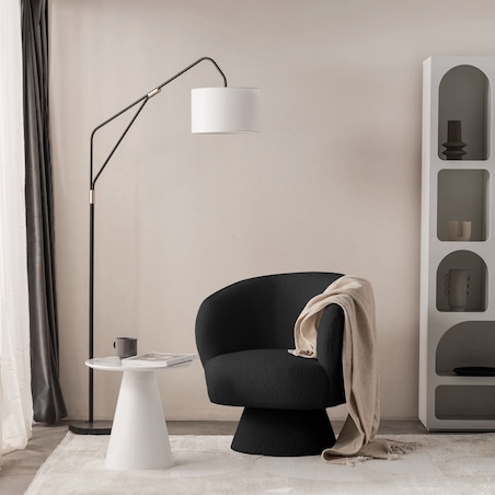 Fotel obrotowy czarny bouclé Nalf