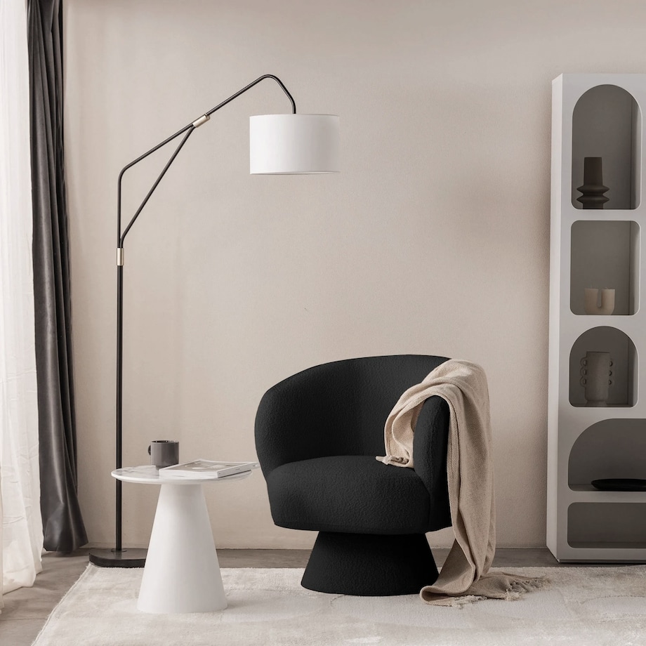 Fotel obrotowy czarny bouclé Nalf