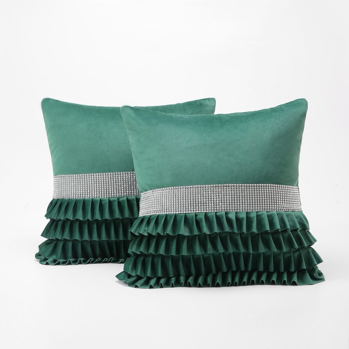 Poszewka welurowa z falbanką 45x45 cm