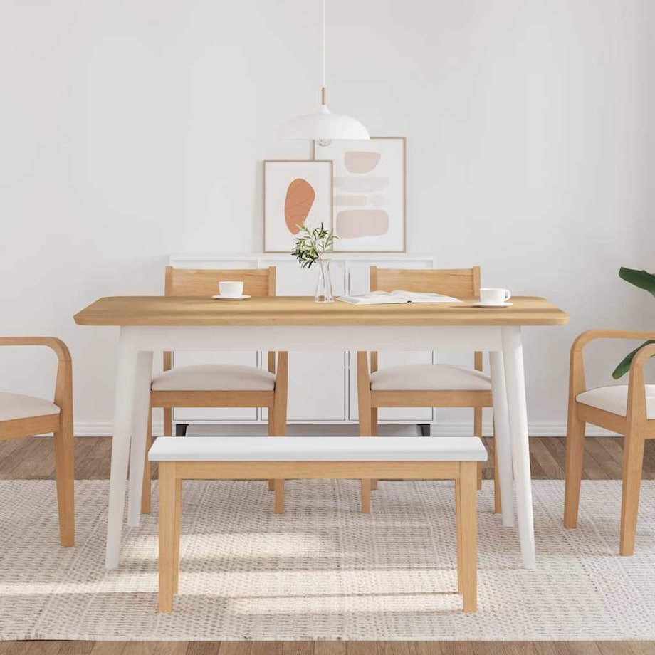 vidaXL Ławka 90 cm Drewno lite Guma