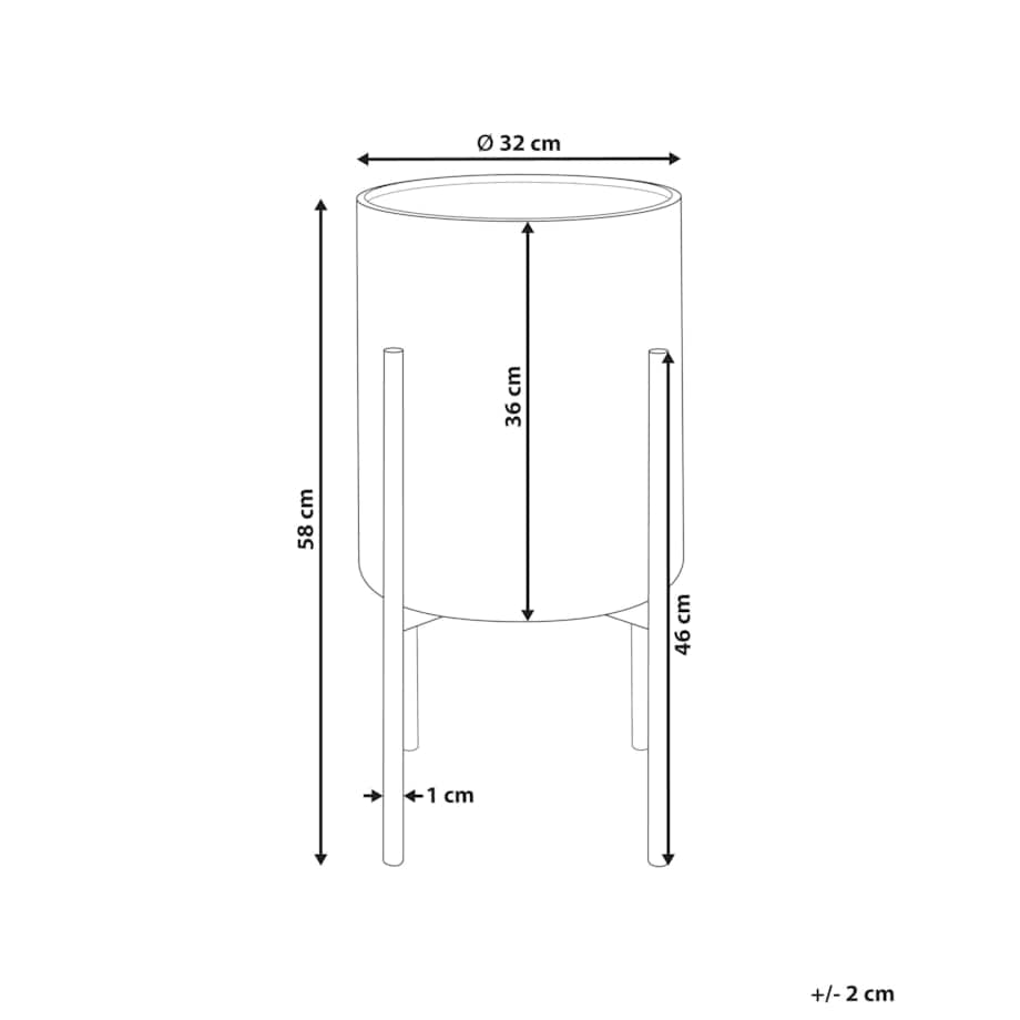 Doniczka na stojaku metalowa 32 x 32 x 58 cm czarna SEROTINA