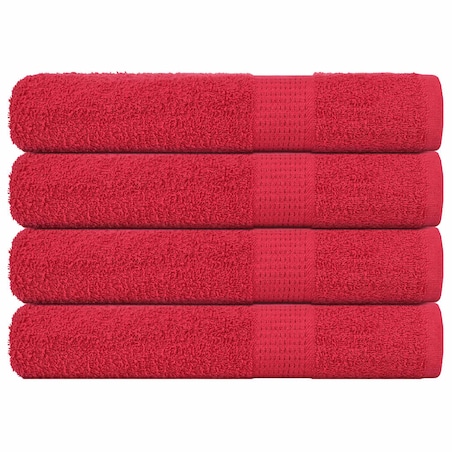 vidaXL Ręczniki, 4 szt., czerwone, 100x200 cm, bawełna 100%