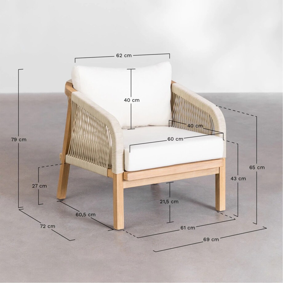 Zestaw ogrodowy: sofa 2-osoba, 2 fotele i stolik kawowy Dubai