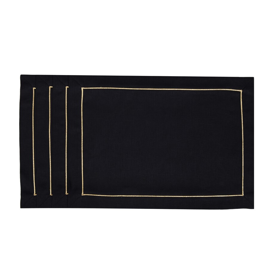 Lniane Podkładki Royal Black Goldenline – komplet 4 szt.
