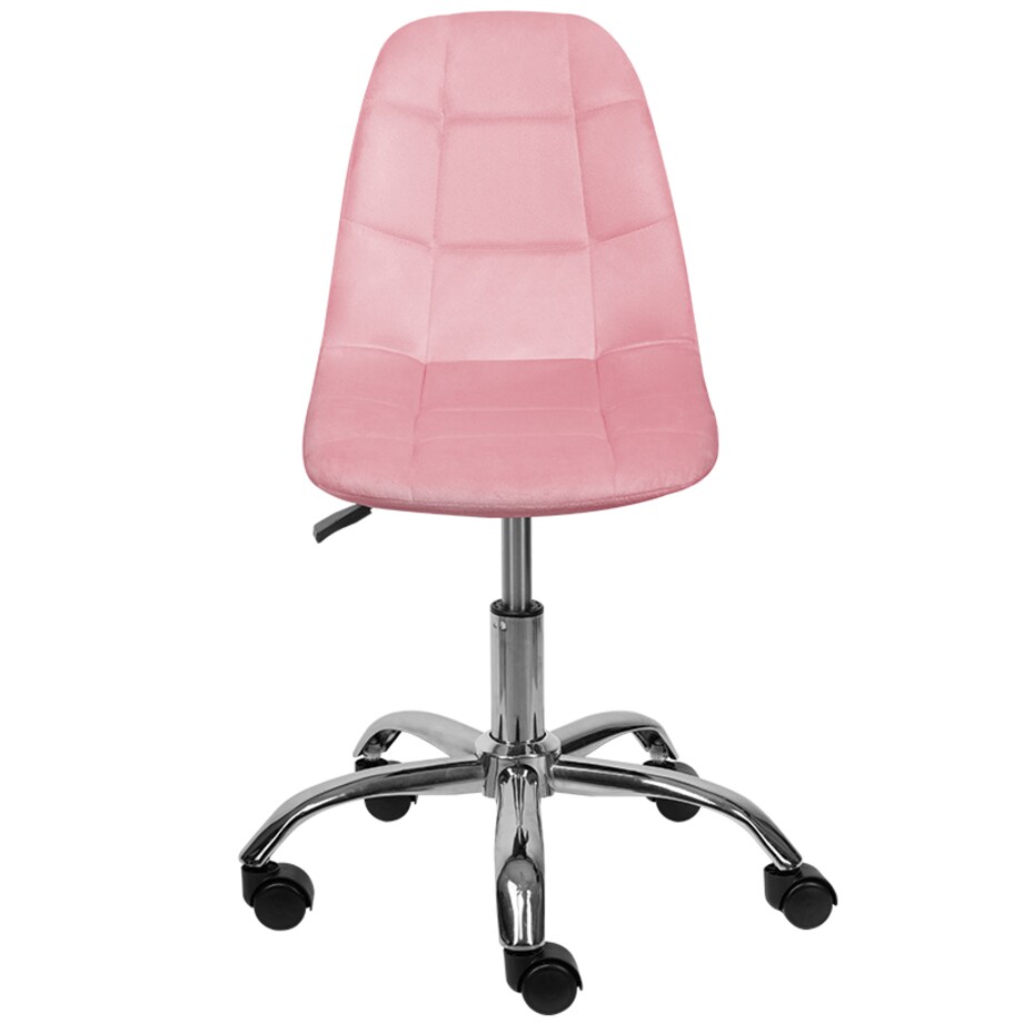 KRZESŁO BIUROWE FOTEL OBROTOWY REGULOWANY WELUROWY PIKOWANY DO BIURKA RÓŻOWE