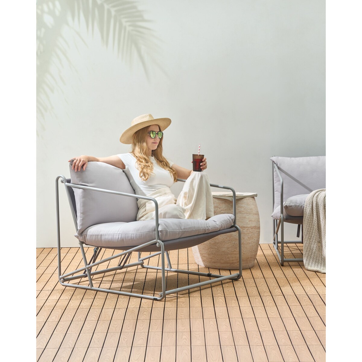 Krzesło ogrodowe z poduszką PONTE Metal Szary