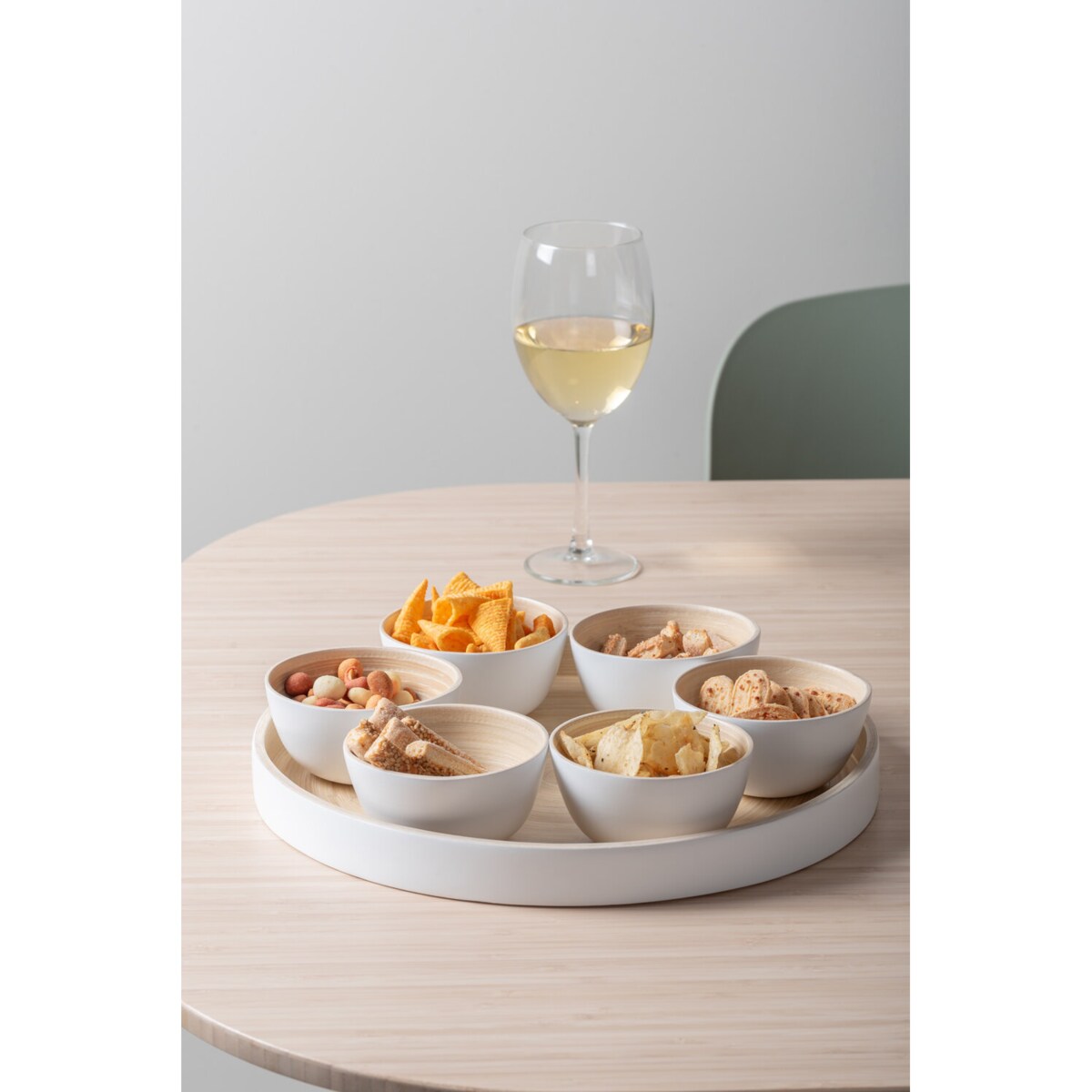 Miseczki na przekąski PURO 6 sztuk + taca