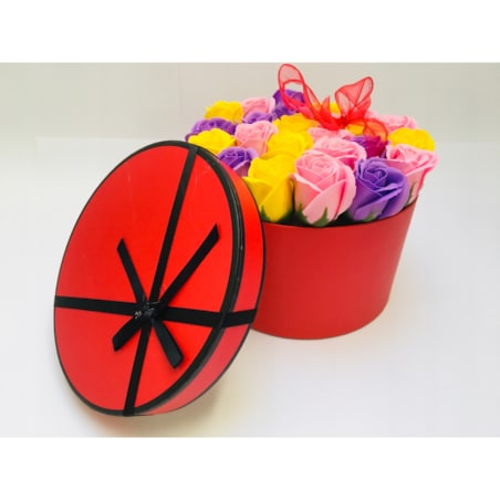 DUŻY BOX KWIATY MYDLANE PACHNĄCE NA dzień mamy upominek urodziny prezent