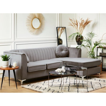 Narożnik welurowy lewostronny szary TIMRA