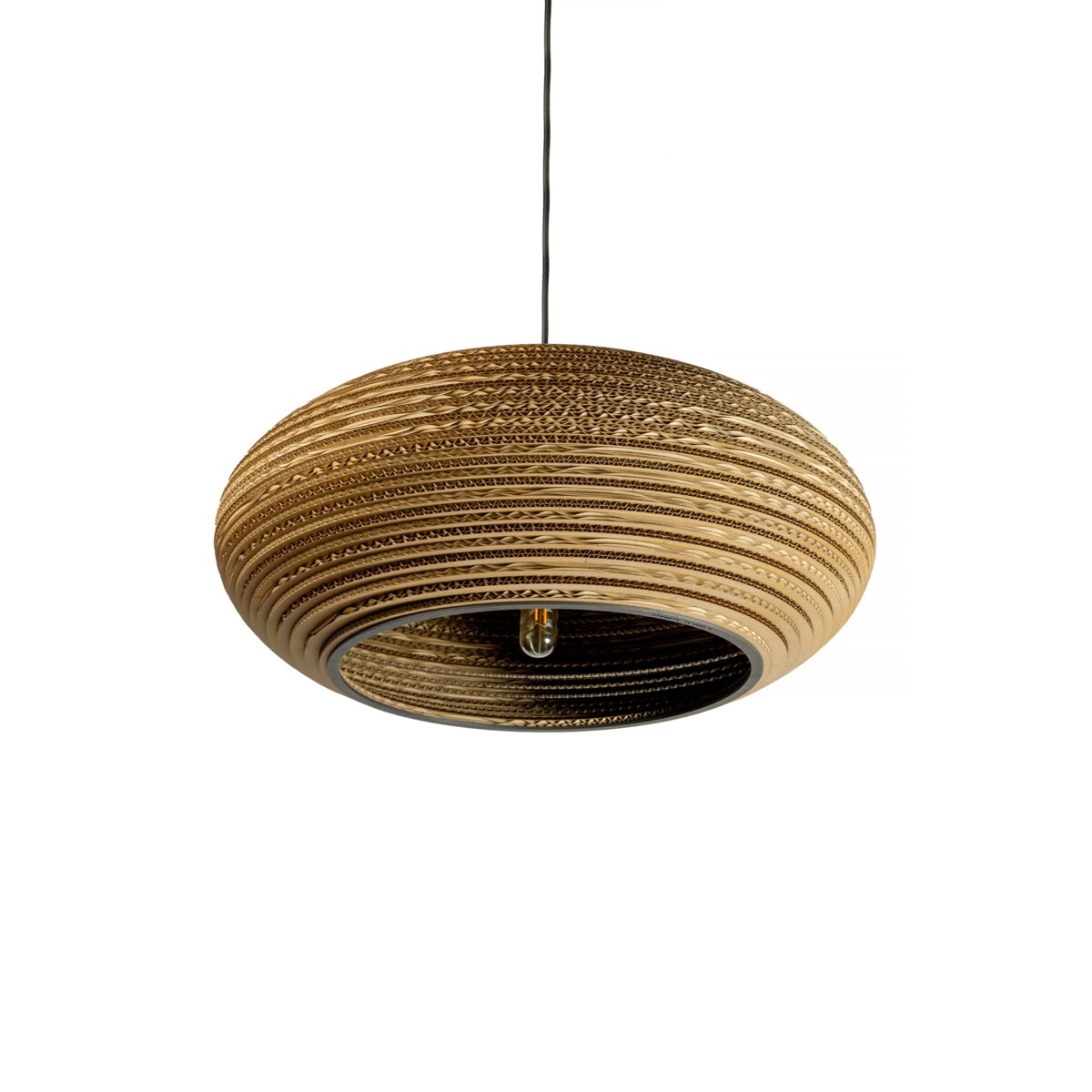 Owalna ekologiczna lampa wisząca z tektury - STONE 55