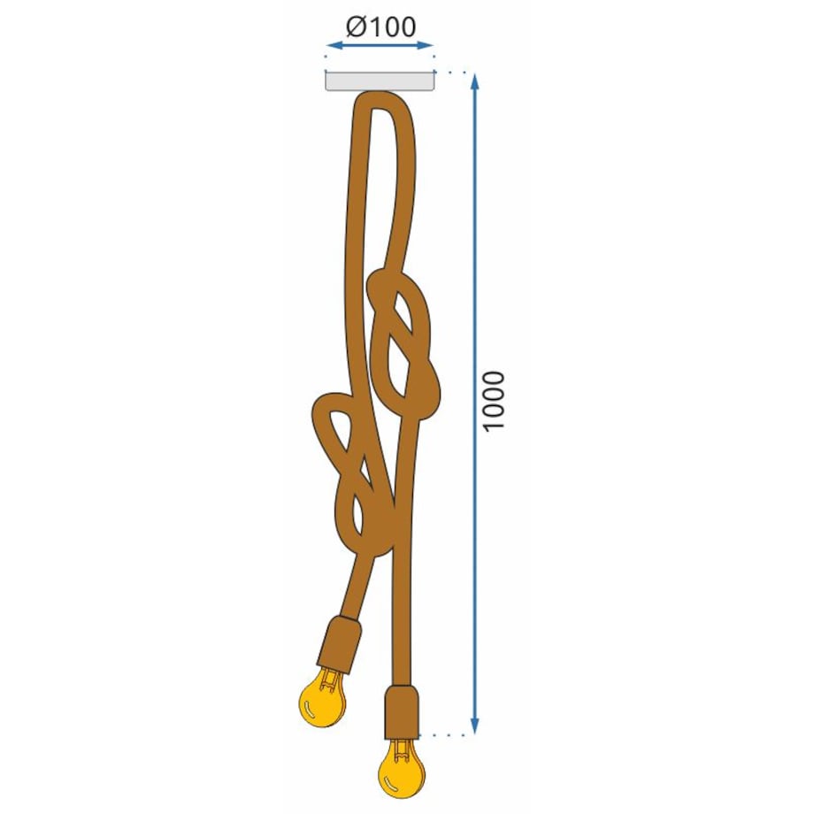 Lampa Sufitowa Wisząca Sznur Lina Podwójna Retro