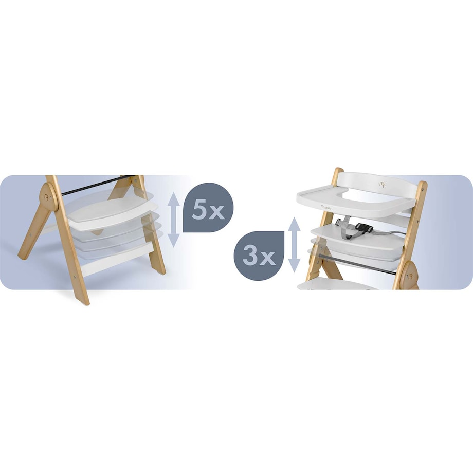Drewniane krzesełko do karmienia Nukido składane regulowane pasy 702001