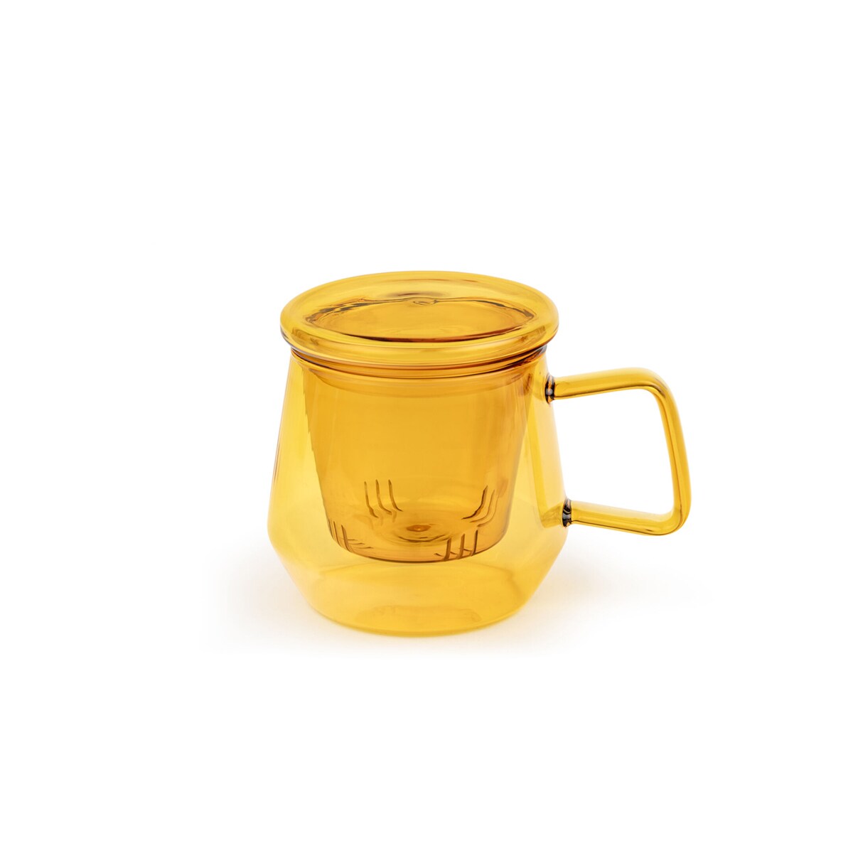 Kubek szklany z zaparzaczem Livorno 290ml - bursztynowy / Bredemeijer