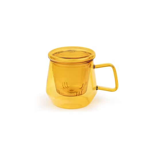 Kubek szklany z zaparzaczem Livorno 290ml - bursztynowy / Bredemeijer