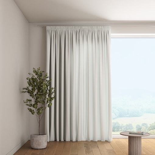 Zasłona na taśmie marszczącej 1 szt. 130x245 gołębi srebrny z połyskiem