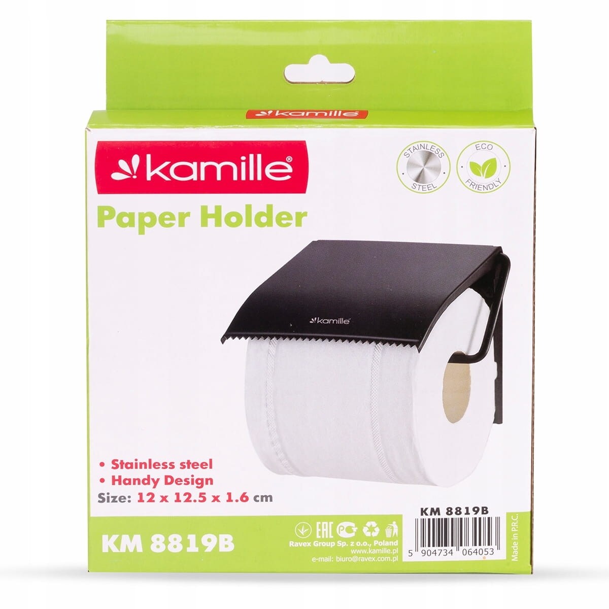 Uchwyt ścienny wieszak na papier toaletowy czarny mat KAMILLE