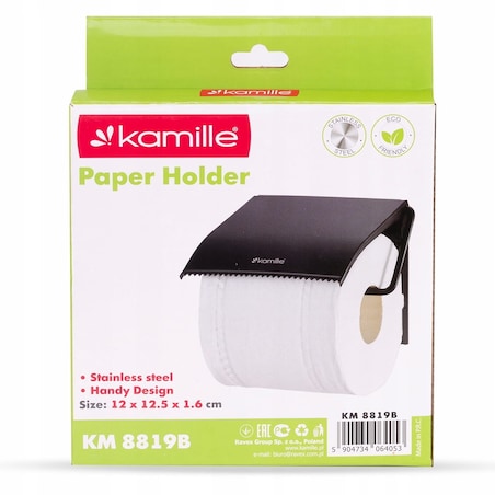 Uchwyt ścienny wieszak na papier toaletowy czarny mat KAMILLE