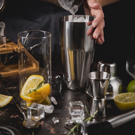 Zestaw barmański do drinków koktajli 13-ele Shaker srebrny KLAUSBERG