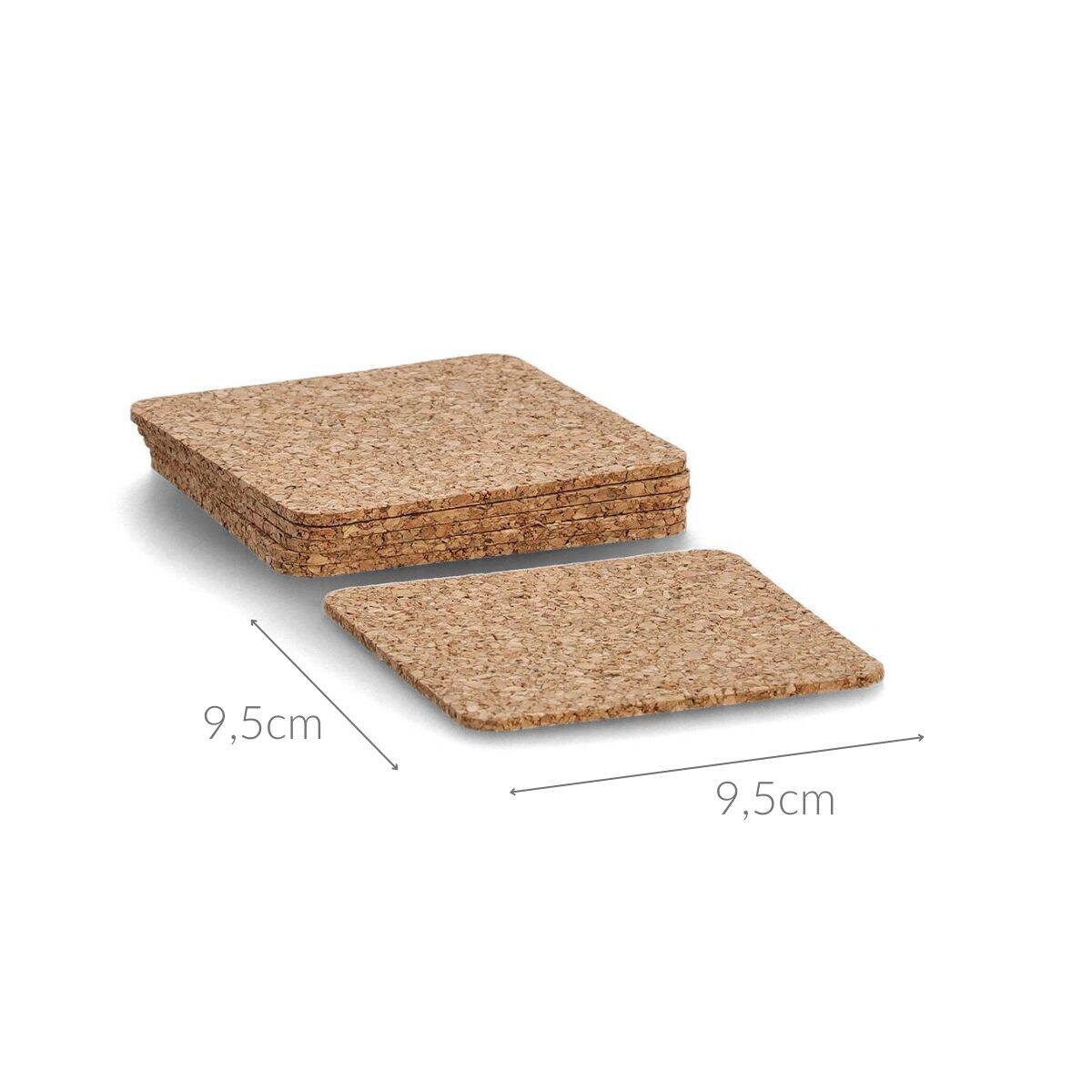 Podstawki korkowe, 6 sztuk, 9,5 cm