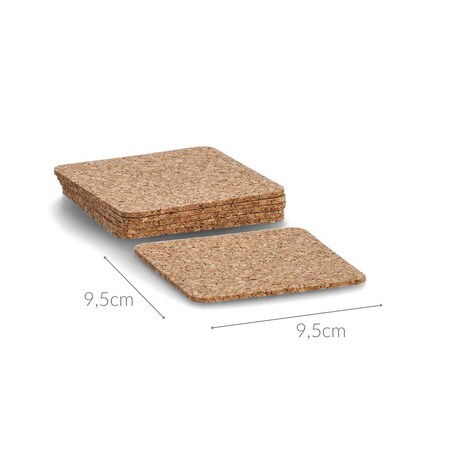 Podstawki korkowe, 6 sztuk, 9,5 cm
