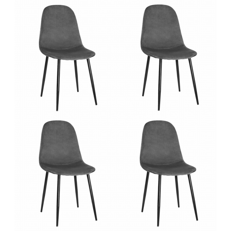Krzesło Do Jadalni Kuchni Salonu Como - Ciemny Szary Aksamit X 4