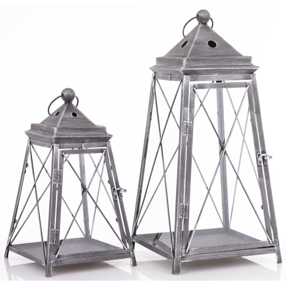 Lampion metalowy 2 szt. VARELA 55x25 cm i 37,5x21 cm