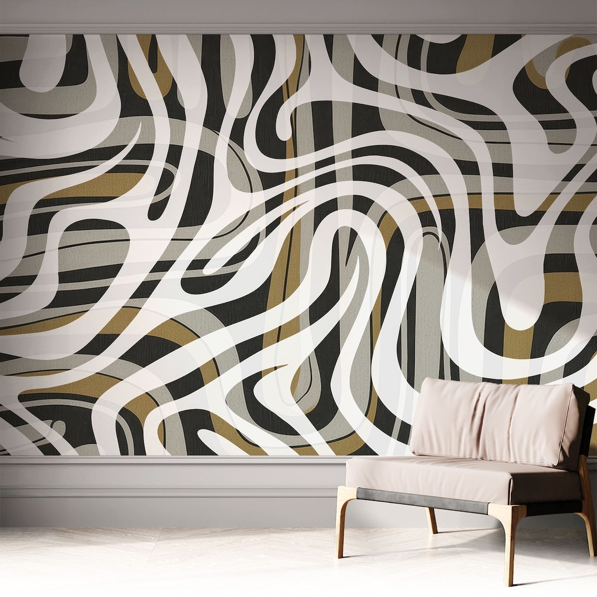 Fototapeta samoprzylepna 312x219 cm - Abstrakcyjne linie, tapeta ścienna biała