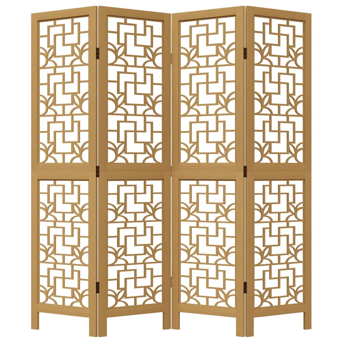 vidaXL Parawan pokojowy, 4-panelowy, brązowy, lite drewno paulowni