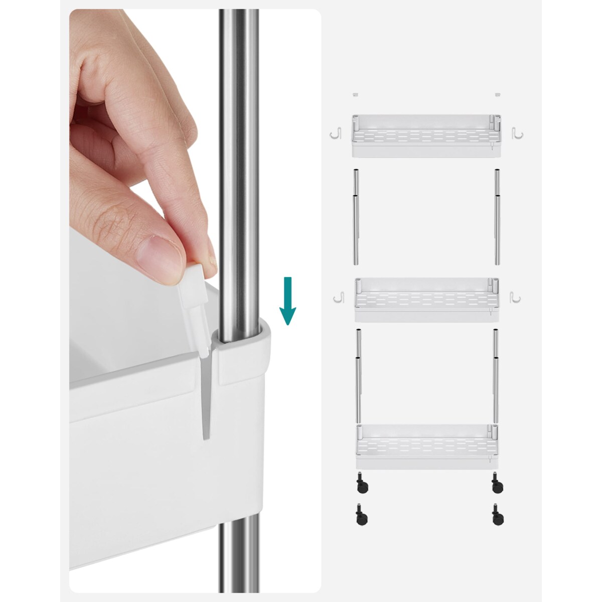 Szafka Na Kółkach 3 Półki Regał Biały