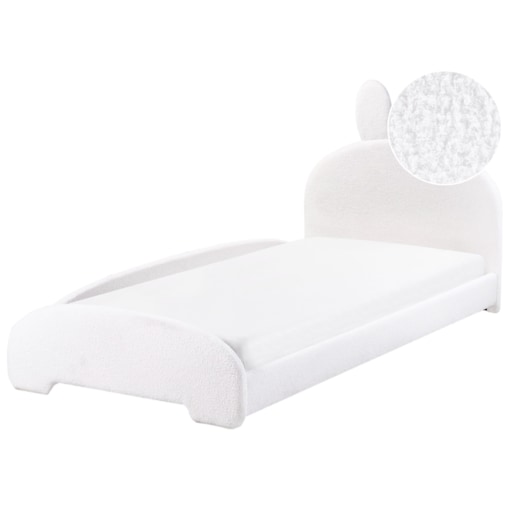 Łóżko Boucle PERROS 90 x 200 cm Złamana biel