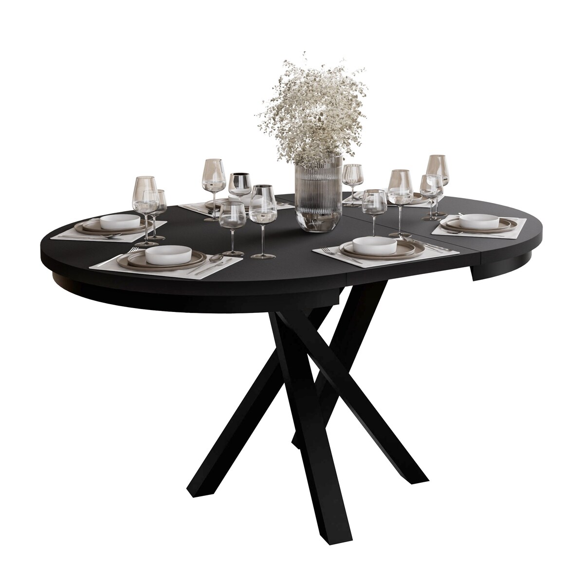 Rozkładany stół LUMI, czarny