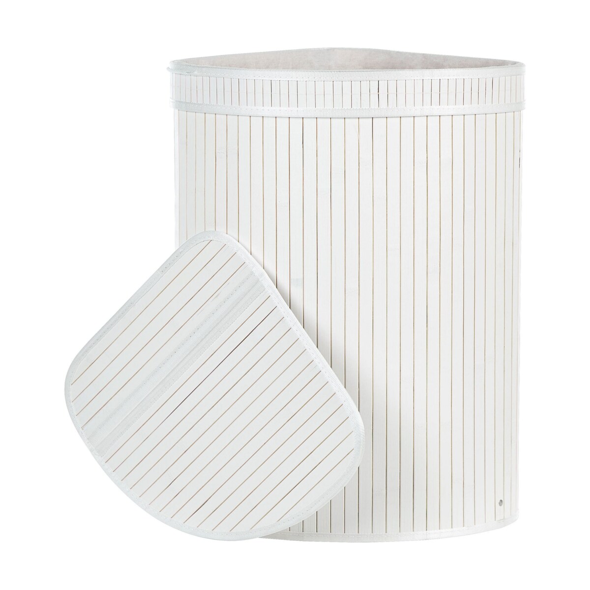 Kosz bambusowy z pokrywką biały BADULLA