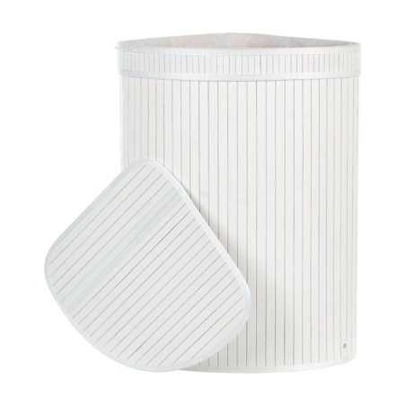 Kosz bambusowy z pokrywką biały BADULLA