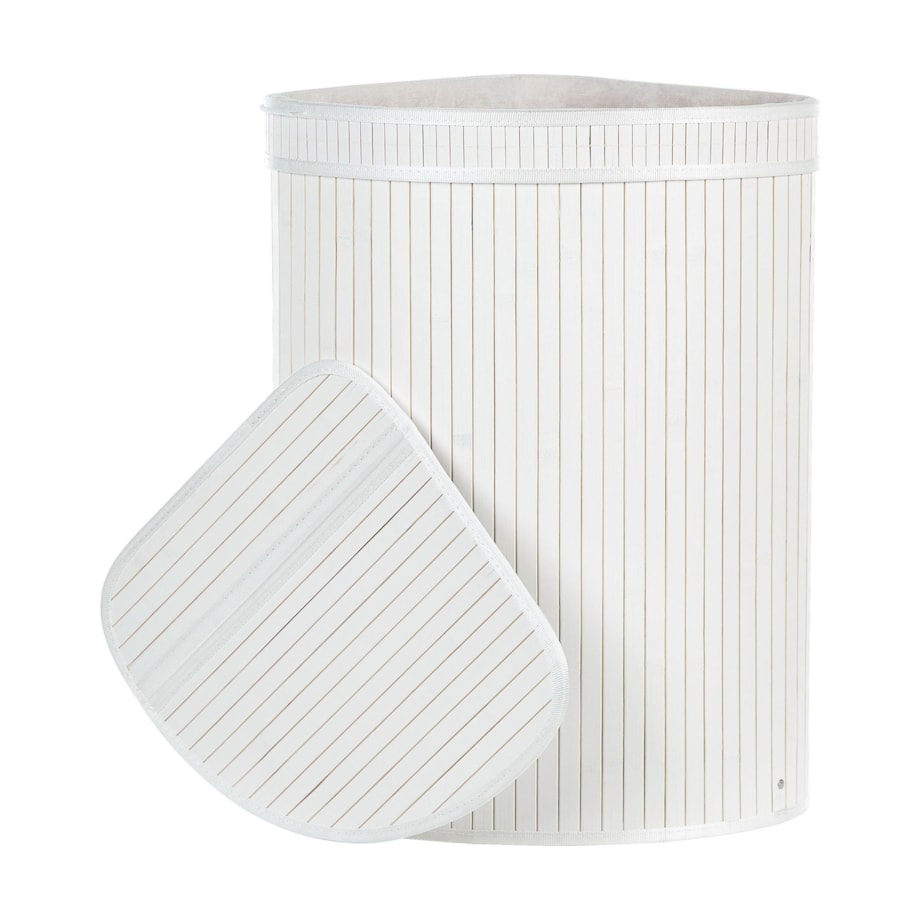 Kosz bambusowy z pokrywką biały BADULLA