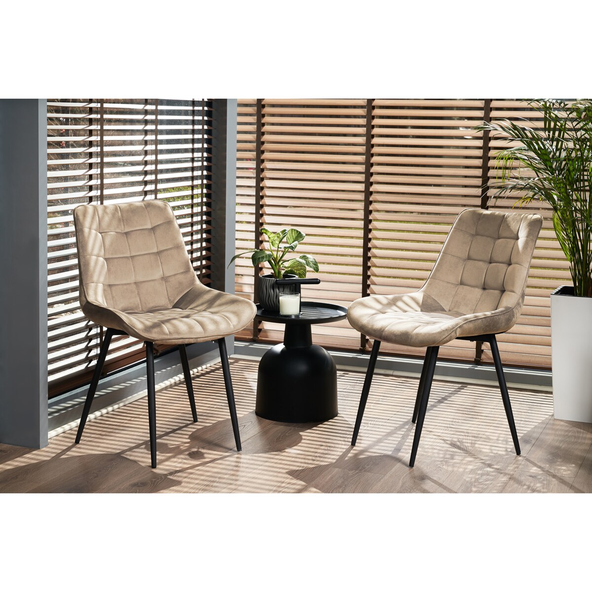 Krzesło tapicerowane welurowe MISTY beżowe