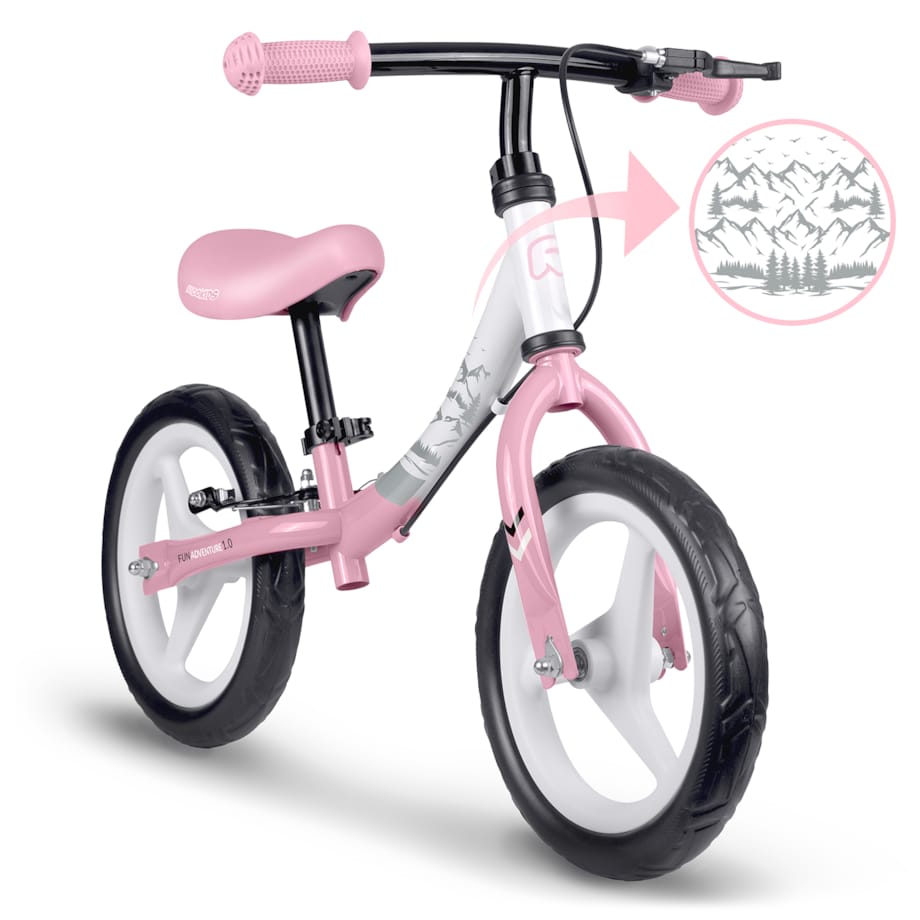 Rowerek biegowy dla dzieci rower dziecięcy lekki Fun Adventure Ricokids różowo-biały