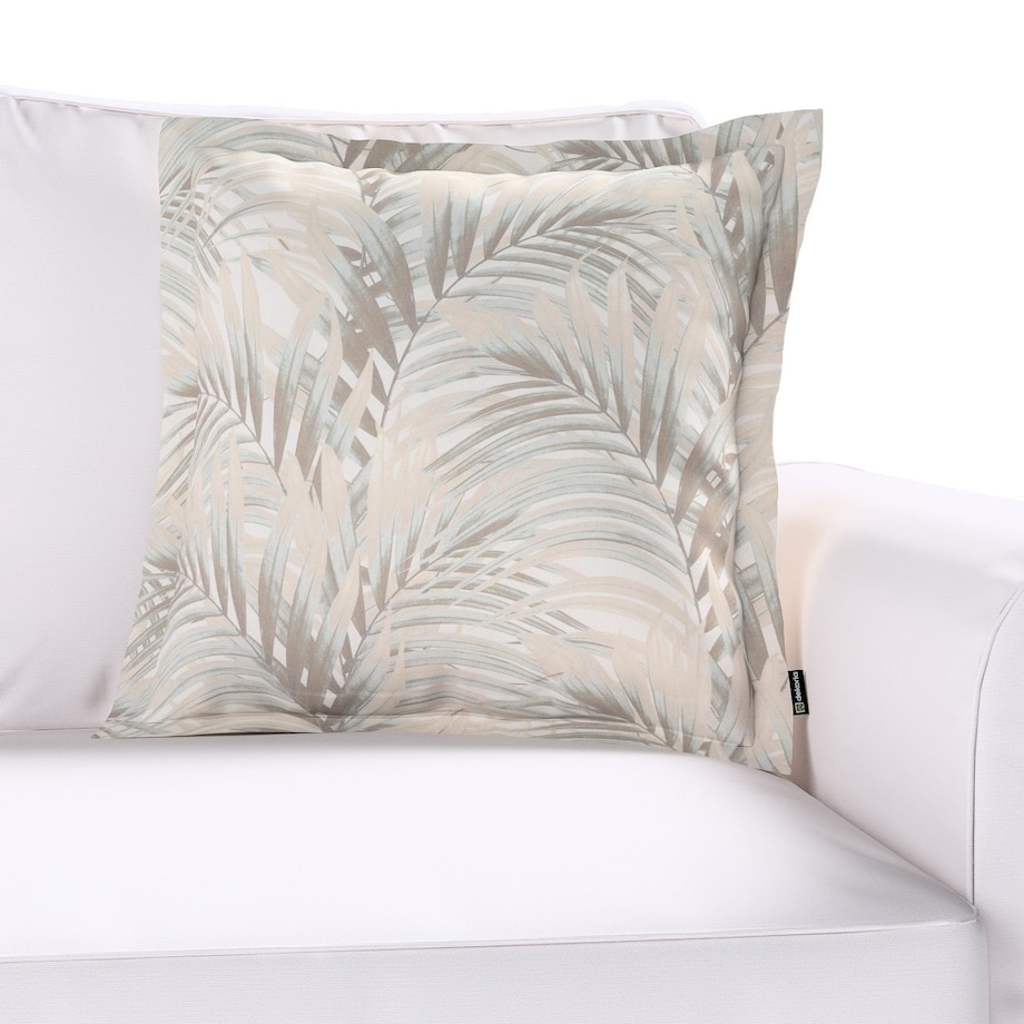 Poszewka Mona na poduszkę 45x45 beżowo-kremowe liście palmy na białym tle