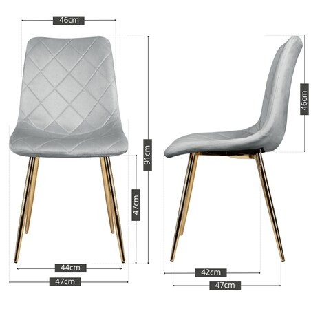 Krzesło tapicerowane szare welurowe pikowane nowoczesne złote nogi