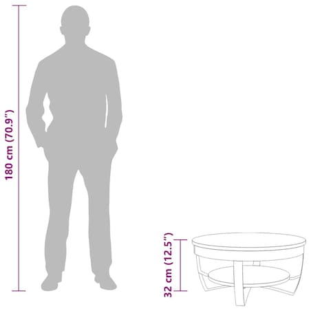 vidaXL Stolik kawowy, surowe drewno mango, 65 x 32 cm