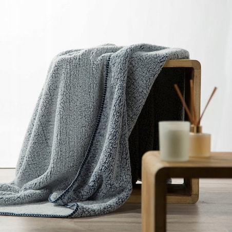 Koc 170x210 Narzuta na Łóżko Mikrofibra Baranek Koala Granat + Biały