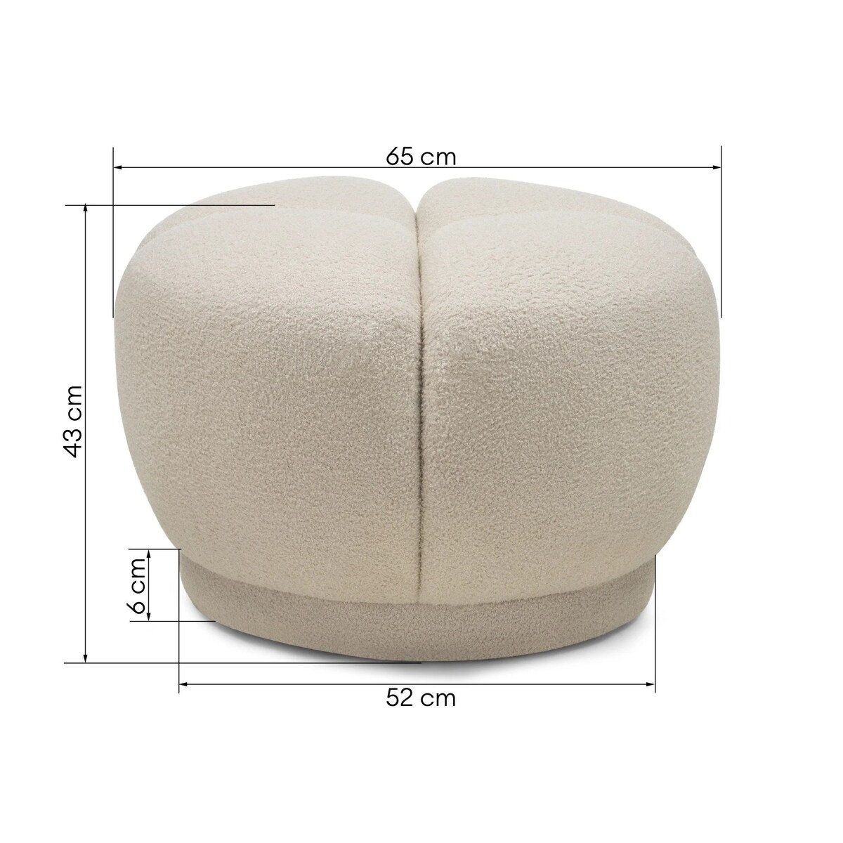 Pufa okrągła poczwórna 43x65x65 PALLASS bouclé jasnobeżowa