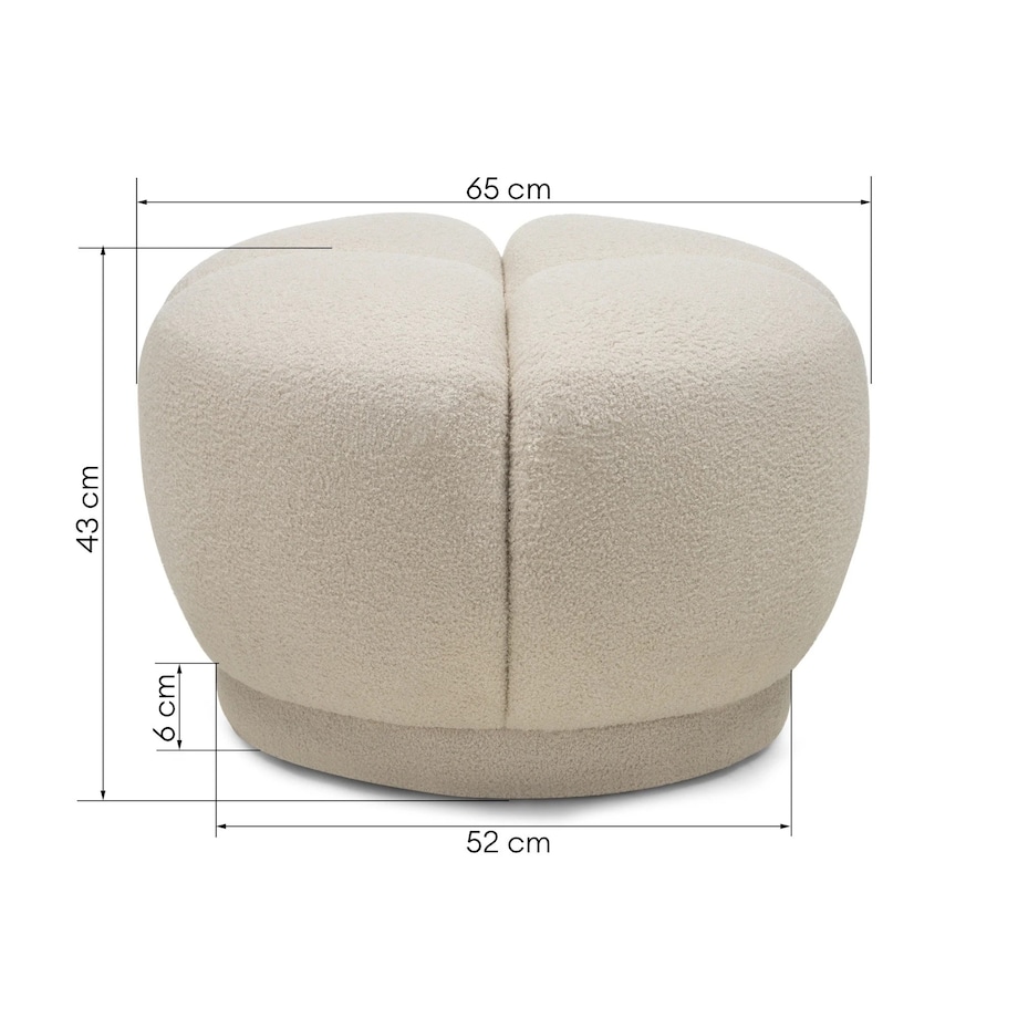 Pufa okrągła poczwórna 43x65x65 PALLASS bouclé jasnobeżowa