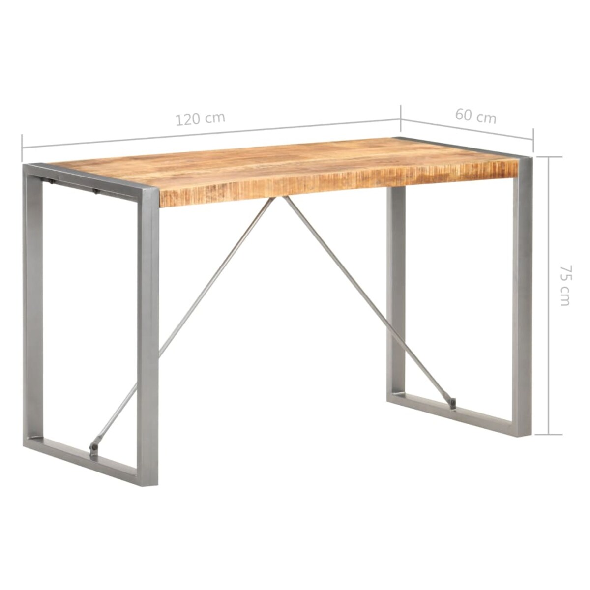 vidaXL Stół jadalniany, 120x60x75 cm, lite surowe drewno mango