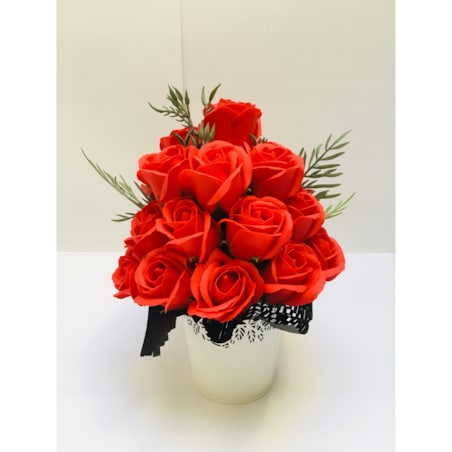 BUKIET KWIATY Z MYDŁA pachną róża czerwona na prezent upominek dla bliskich