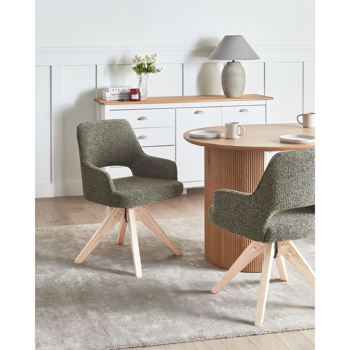 Krzesło do jadalni MORAVIA Boucle Zielony