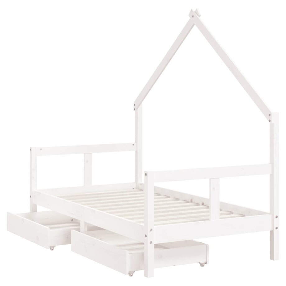 vidaXL Rama łóżka dziecięcego z szufladami, biała, 80x160 cm, sosna