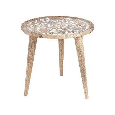 Zestaw 2 stolików pomocniczych z drewna mango jasny SAKITA