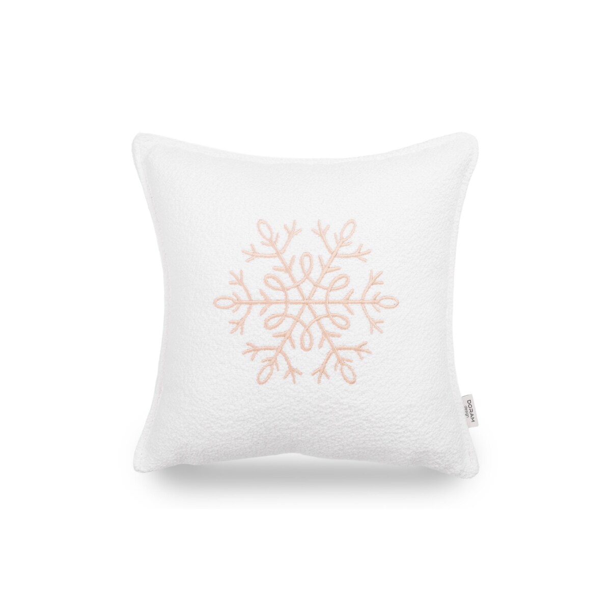 Biała poduszka Bouclé z haftem 30x30 cm